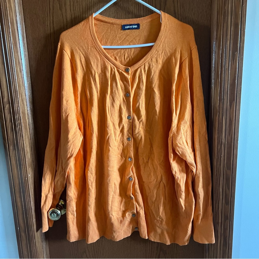NWOT Lands’ End Light Orange Cardigan Sweater Size 3X